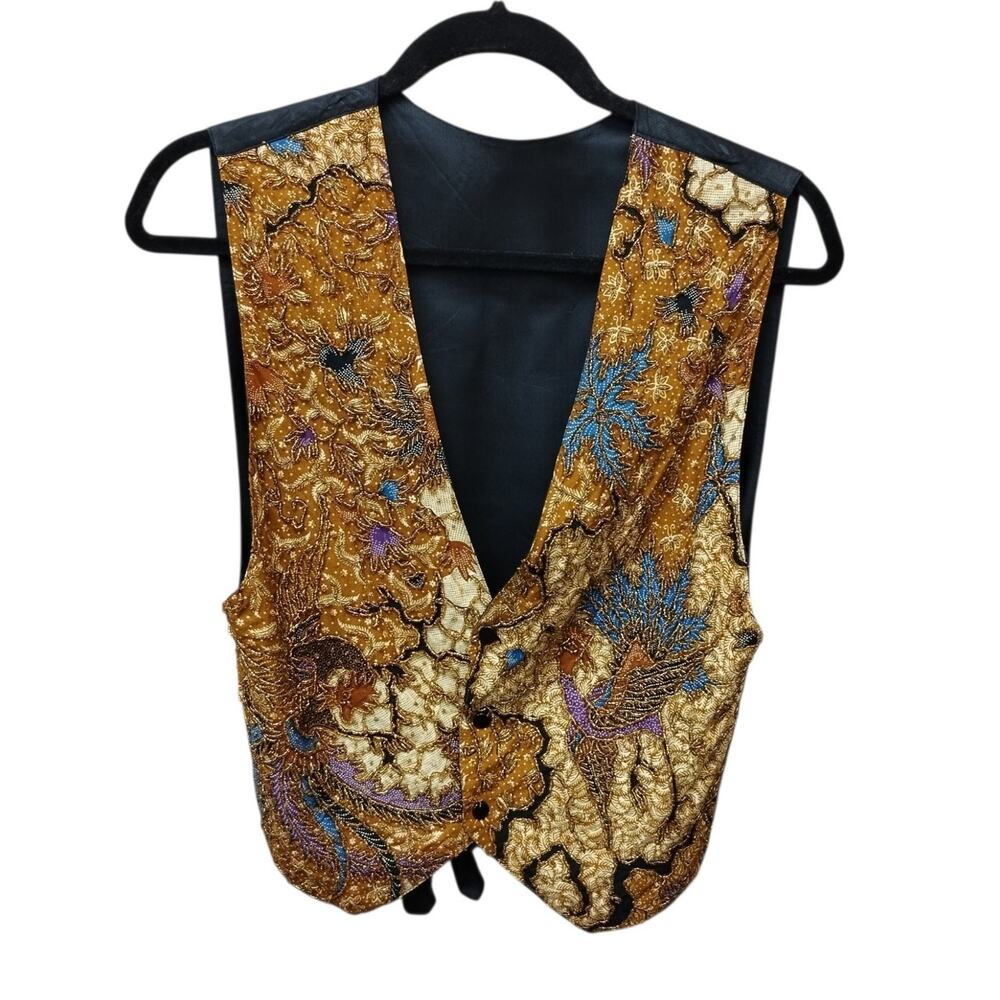 Vintage Kenar Women Boho Indie Beaded Vest Medium Artsy Hippie Festival Eclectic
